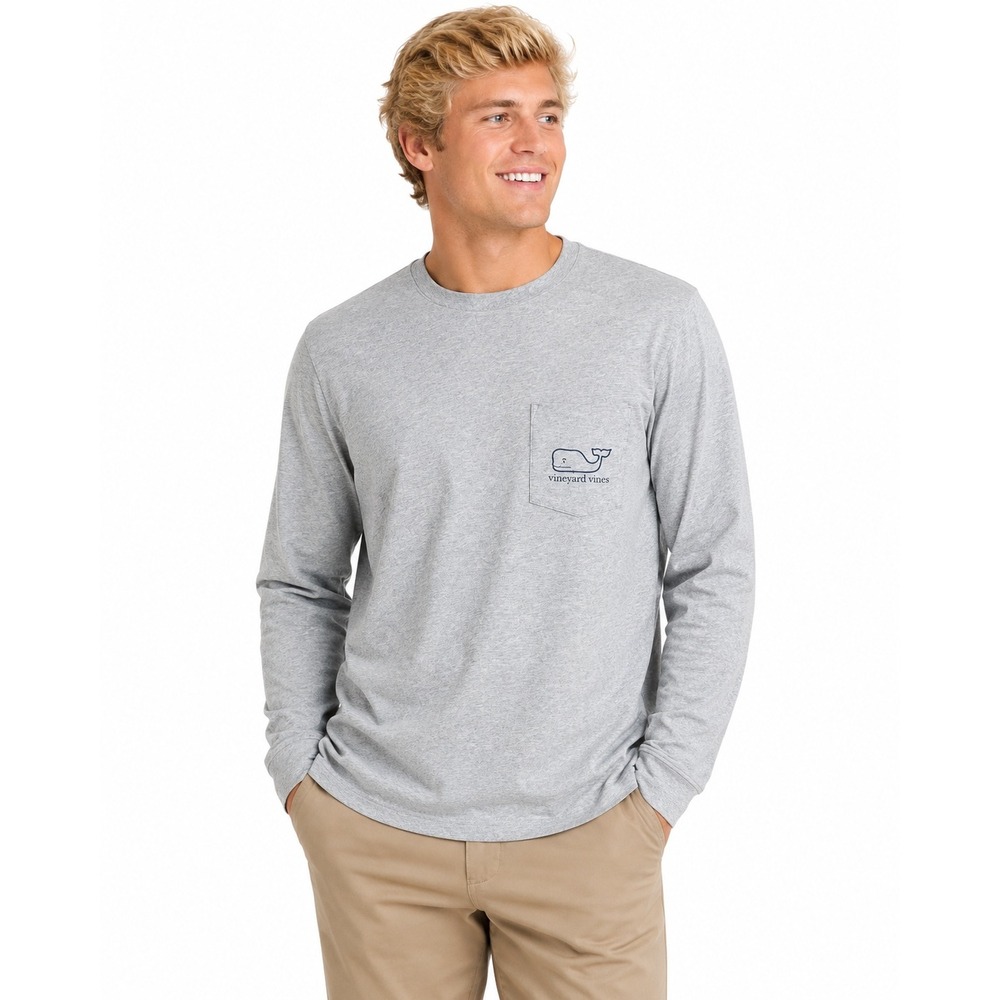 Vineyard Vines Mens S Heather Gray‎ Football Graphic Long Sleeve Tee NWT $48